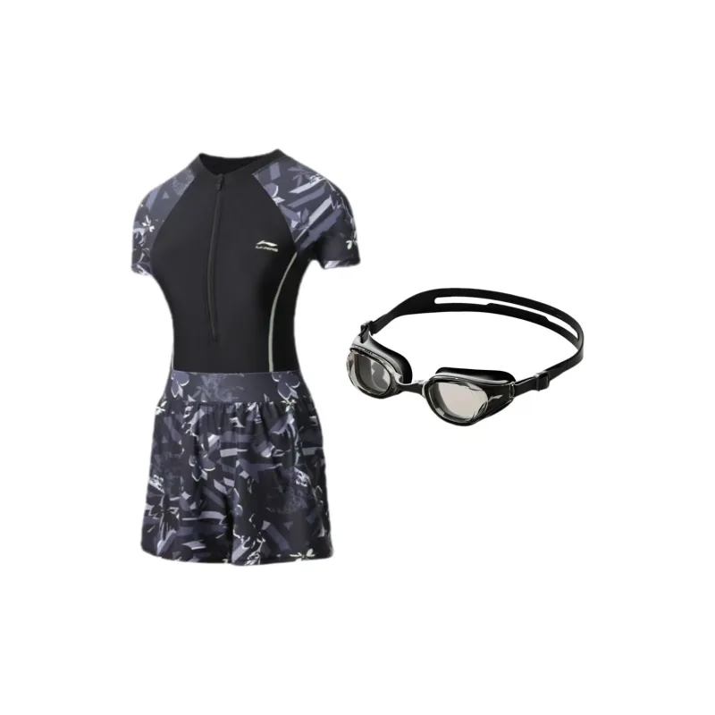 LiNing Swimming Sets Polyamide, Elastane, Polyester Seaside Beach Vacation With Pool Women's Black-4