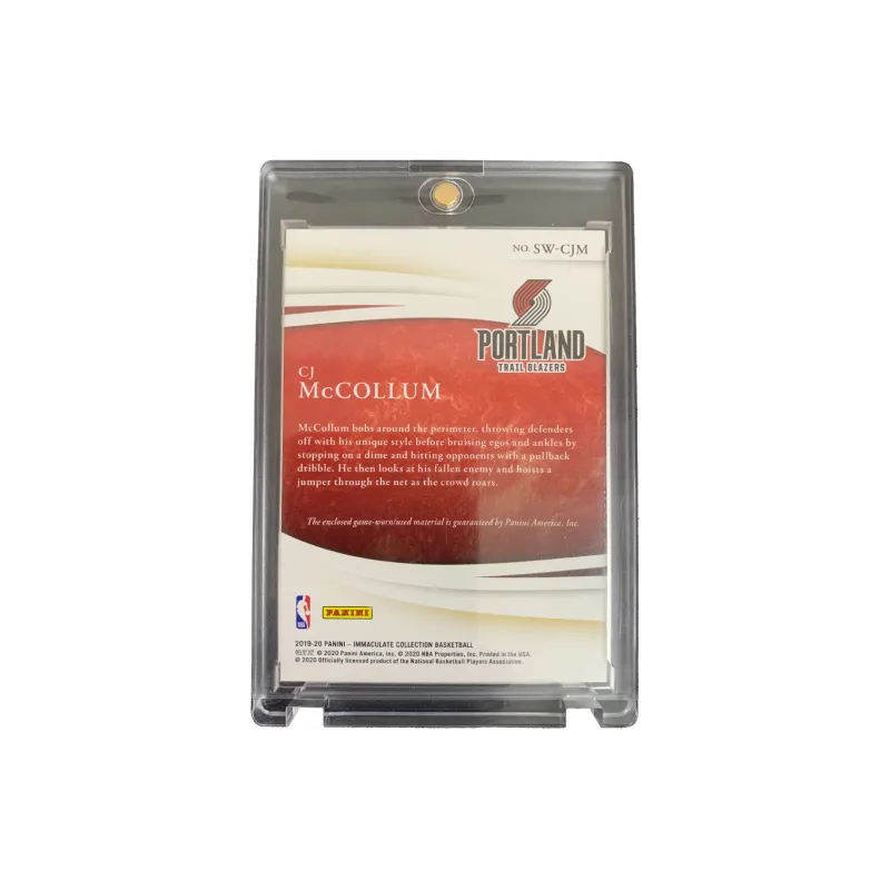 PANINI CJ McCollum 2019 20 Imm Trail Blazers Era Tricolor Patch Jersey Cut Material 11/25 Sports Cards 1 Pc-1