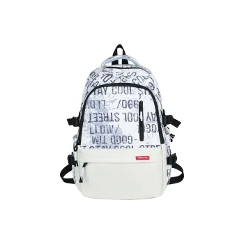 Alcohol Dragon Nylon Backpack Regular Unisex White/Black