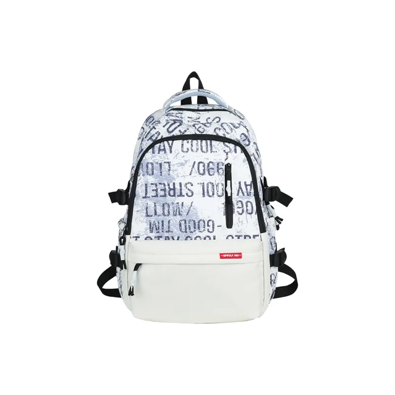 Alcohol Dragon Nylon Backpack Regular Unisex White/Black-0
