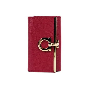 FERRAGAMO Saffiano Leather Key Pouch Women's Dark Pink