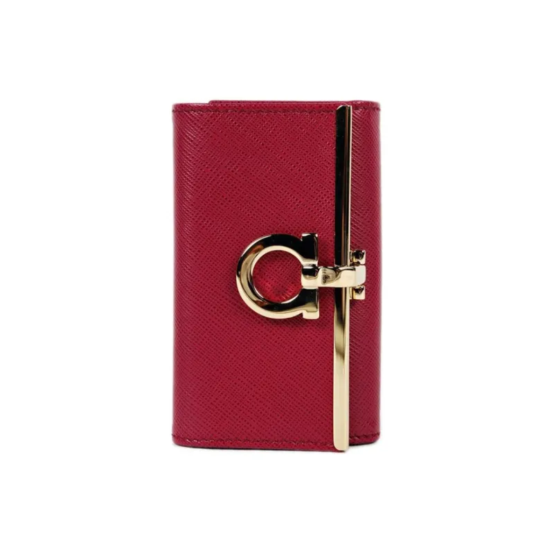 FERRAGAMO Saffiano Leather Key Pouch Women's Dark Pink-0