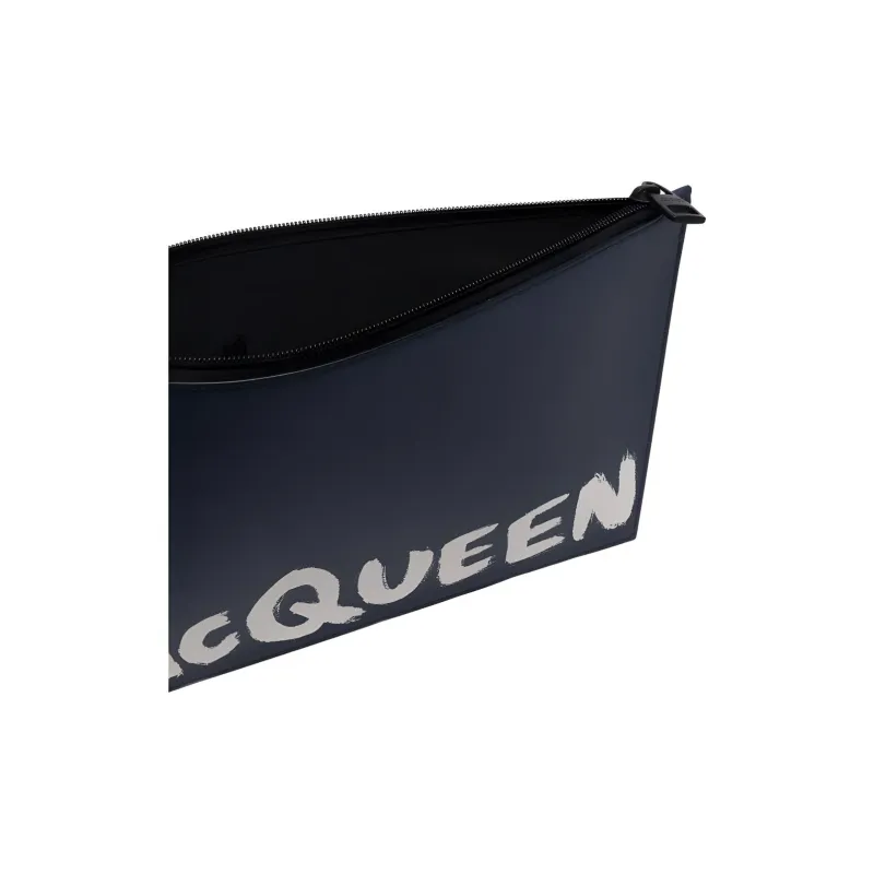 Alexander McQueen Leather Clutch Men's Blue-2