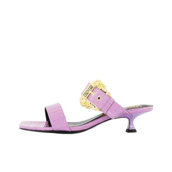 VERSACE JEANS COUTURE Jeans Croc Embossed Mules Lavender Women's