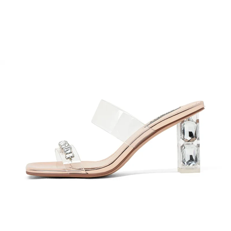 COMELY Slide Slippers Women's Silver/Transparent/Champagne-7