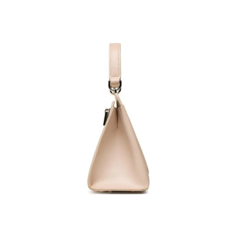 Furla 1927 Collection Textured Leather Tote Bag, Shopping Bag, Shoulder Bag, Crossbody Bag, Handbag Mini Women's Beige-2