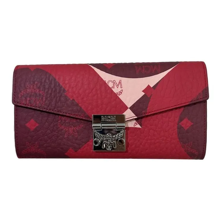 MCM Patricia Visetos Leather Trim Shoulder Bag, Crossbody Bag Women's Red-0