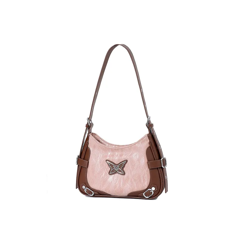 NATTY PU Small Square Bag Shoulder Bag Medium Size Women's Pink/Black/Silver-34