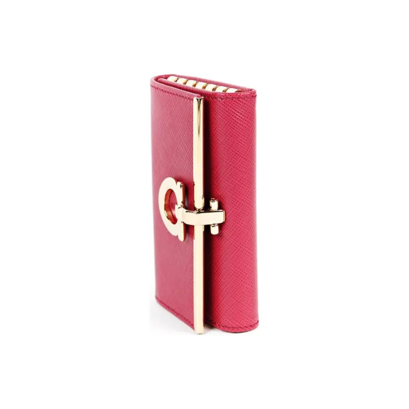 FERRAGAMO Saffiano Leather Key Pouch Women's Dark Pink-1