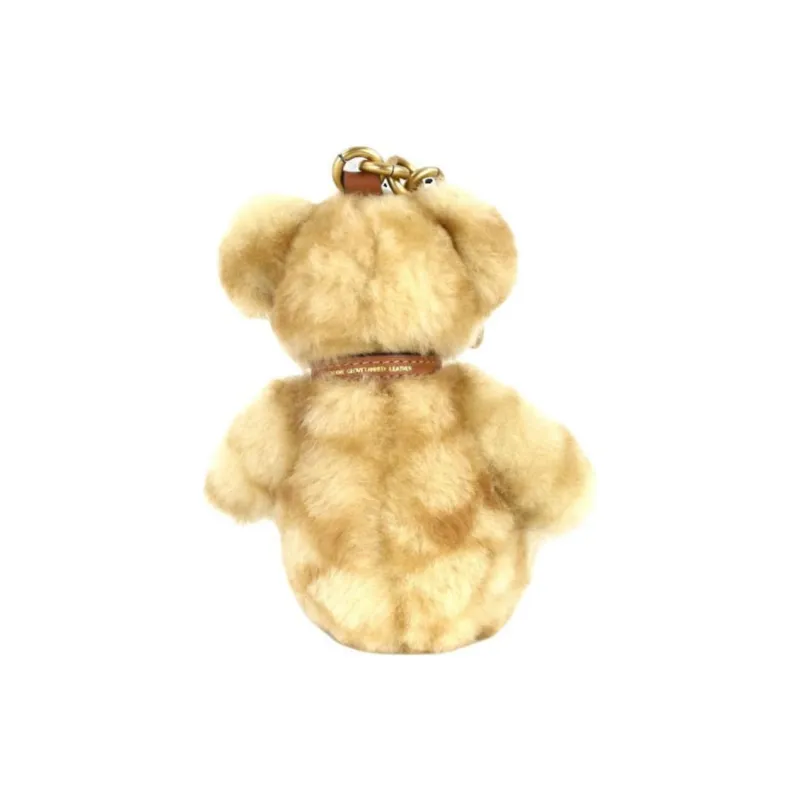 COACH Shearling With Leather Keychain Bag Charm Bag Accessory Women's Gold-3