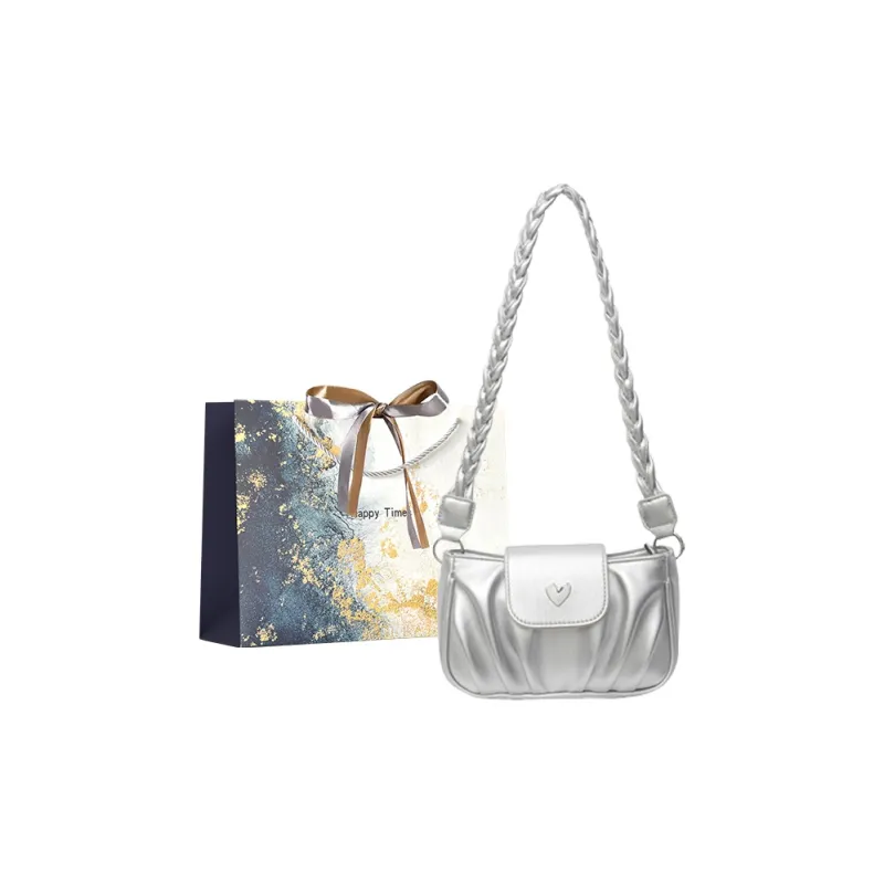 Iman's House PU Shoulder Bag Women's Silver/Ecru/Pink/Black-0