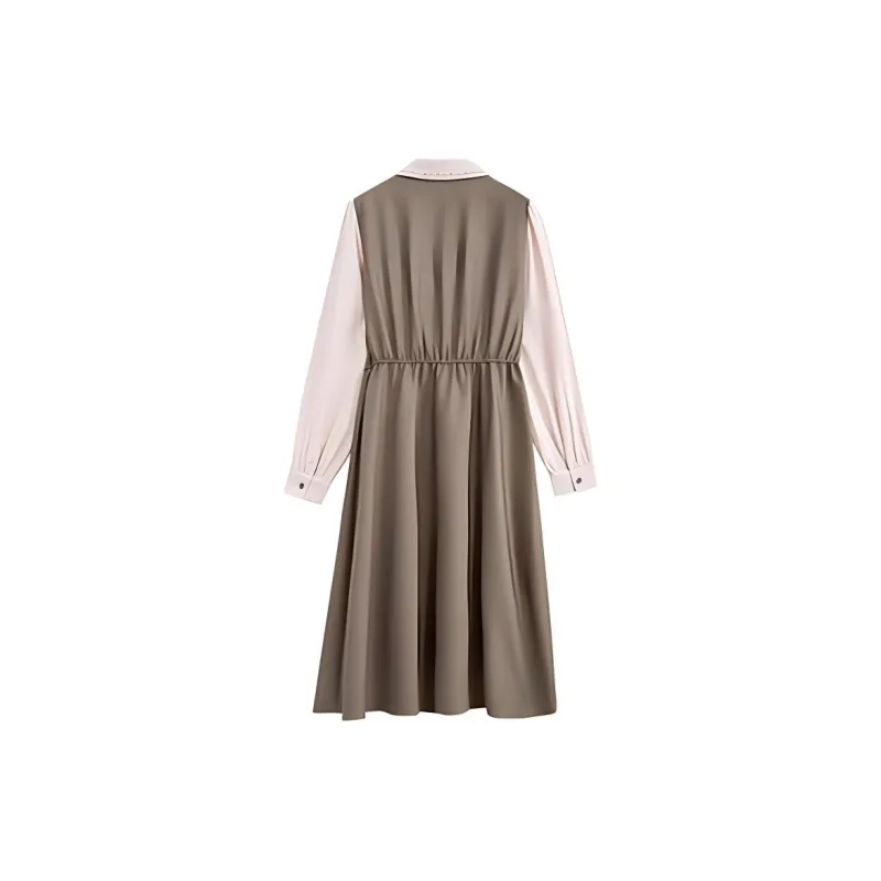 ZIHAN Long Sleeved Dress Women's Coffee-1