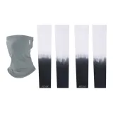 2 Pack White Gray Cooling Arm Sleeves+Gray Face Masks