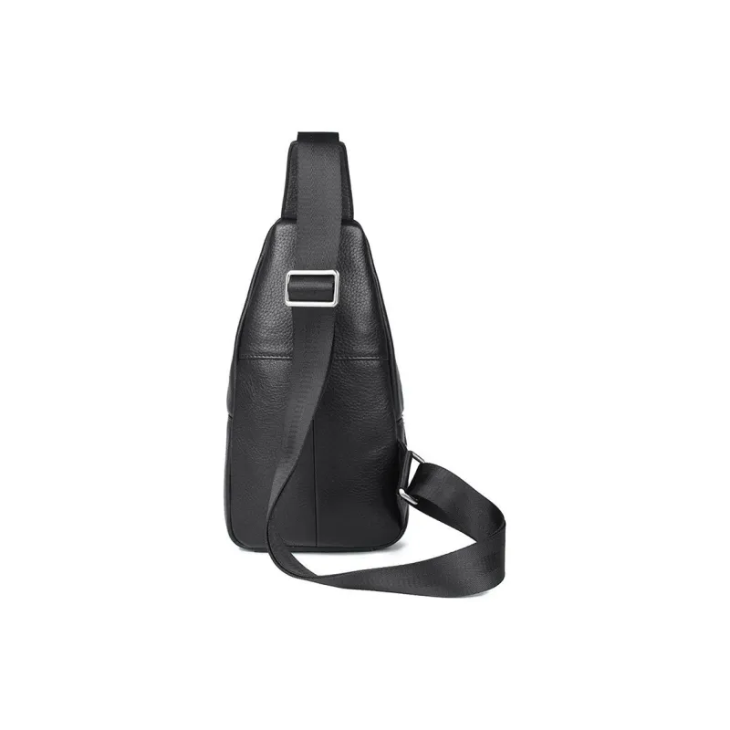 DOSRFINI Top Grain Cow Leather Sling Bag Men's Black/Chocolate-2