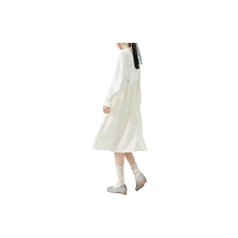 ZIHAN Long-Sleeved Dresses Women's Beige-1