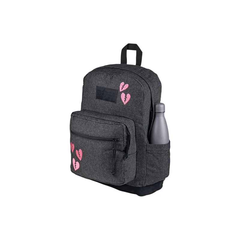 JanSport Suede Backpack Unisex Gray/Black With Red-3