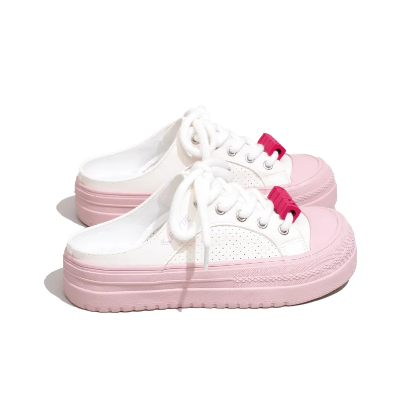 Feiyue Rubber Sole Odor Resistant Slip Resistant Closed Toe Slippers Women's Beige Pink-1