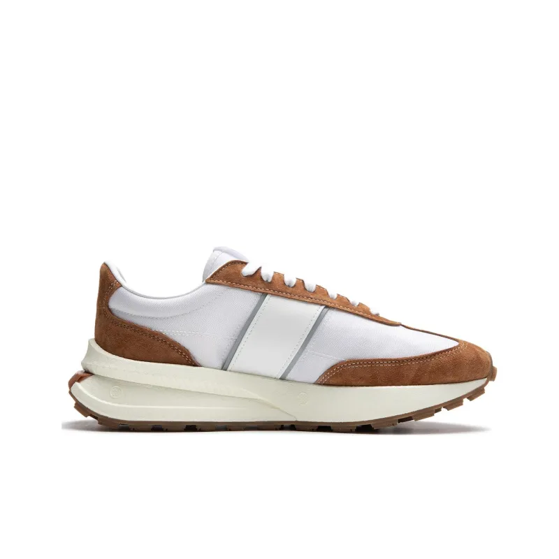 LiNing Cushioning Slip Resistant Low Top Casual Running Shoes Unisex White Brown-1