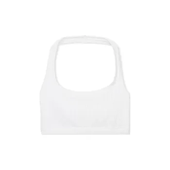 Victoria's Secret PINK SEAMLESS HALTER SCOOP BRA / Optic White Bra Women's Optical White