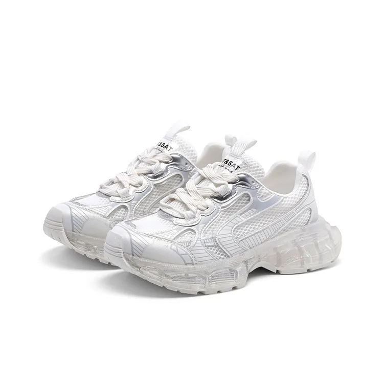 ST&SAT Chunky Sneakers Women's Low Top White/Pink/Blue-2