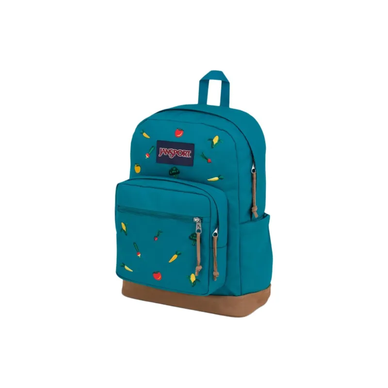 JanSport Cordura® Fabric With Suede Backpack Unisex Dark Blue Embroidery-1