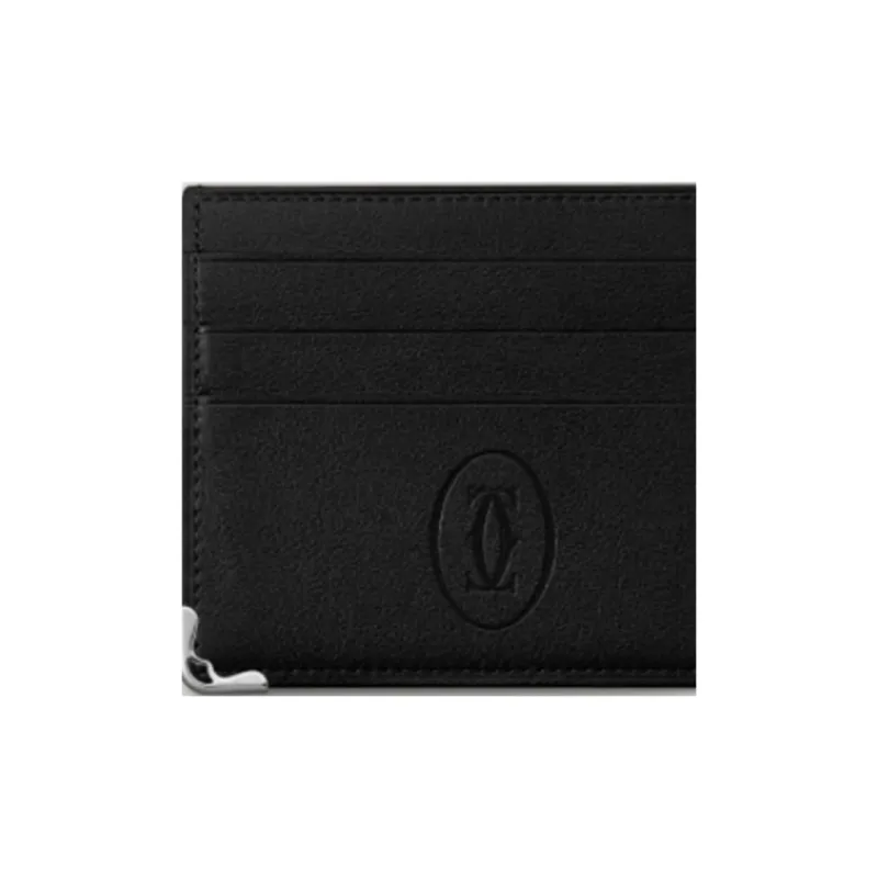 CARTIER Must De Cartier Cow Leather Card Holder Women's Black-4