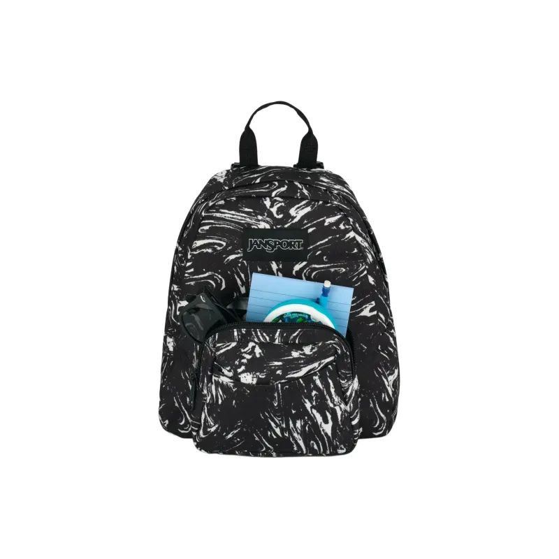 JanSport Recycled Polyester Fabric Blend Backpack Mini Unisex Marble Pattern Black-4