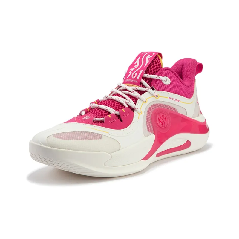 361° Zen TEAM Beetroot Latte Cushioning Anti-Slip And Wear-Resistant Low-Top Basketball Shoes Men's White Red-1