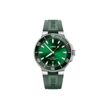 Oris Automatic Mechanical Movement Unisex Watch 41.5mm Green Dial Stainless Steel Watch Case Rubber Strap
