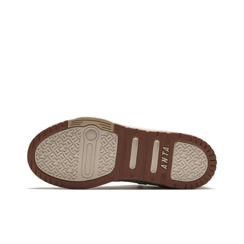 Anta Anti-Slip Wear-Resistant Low-Top Skateboard Shoes Men's Beige Brown-4