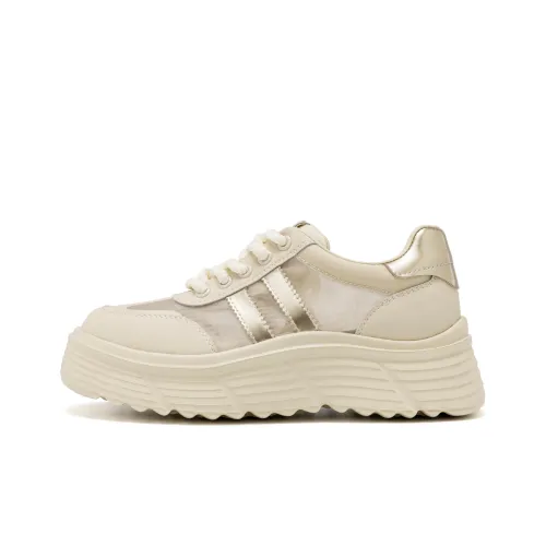 AOKANG Casual Shoes Women's Low-Top Off White/Silver