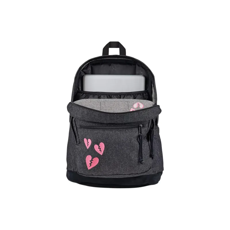 JanSport Suede Backpack Unisex Gray/Black With Red-1