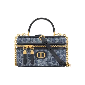DIOR 30 Montaigne Oblique Jacquard Handbag Shoulder Bag Crossbody Bag Mini Women's Blue