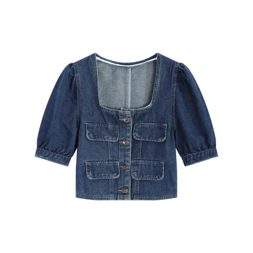 Garbege Denim Jackets Women's Blue