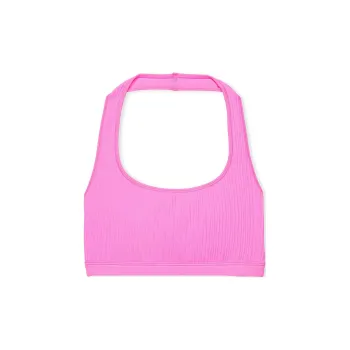 Victoria's Secret PINK SEAMLESS HALTER SCOOP BRA / Lola Pink Bra Women's Laura Pink