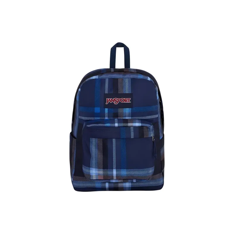 JanSport Recycled Polyester Backpack Unisex Plaid Marine Blue-0