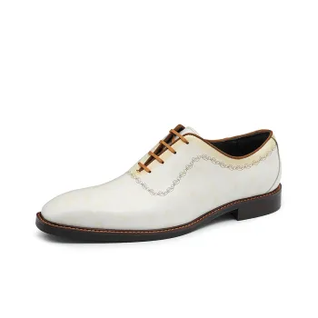 ASTON M.JAZZ Dress Shoes Men Low Top White/Brown