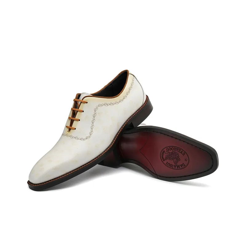 ASTON M.JAZZ Dress Shoes Men Low Top White/Brown-4