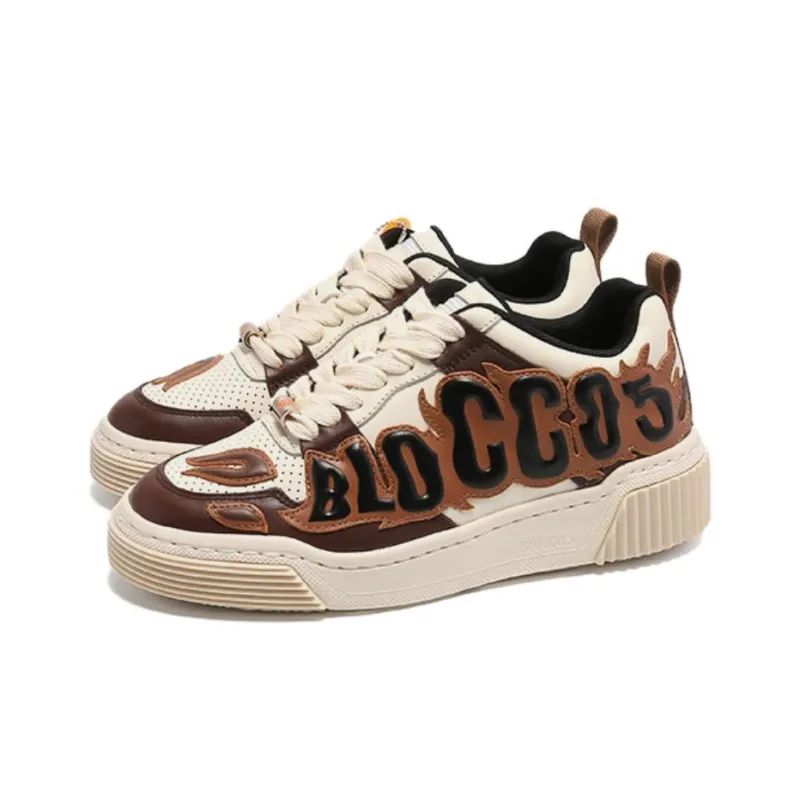 BLOCCO5 Low Top Skateboard Shoes Unisex Brown-1