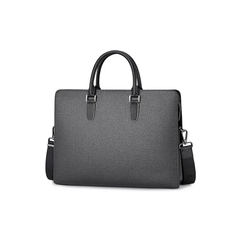 GOLDLION Cow Leather Briefcase Men's Black-1