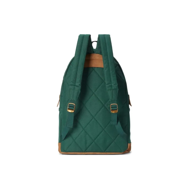 Polo Ralph Lauren Fabric Cow Leather Patchwork Backpack Men's Forest Green-2