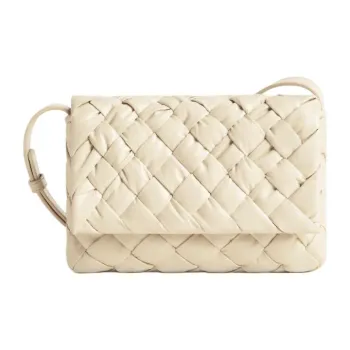 Bottega Veneta Calfskin Crossbody Bag Trumpets Men's Sea Salt White
