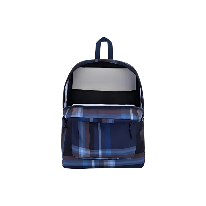 JanSport Recycled Polyester Backpack Unisex Plaid Marine Blue-4