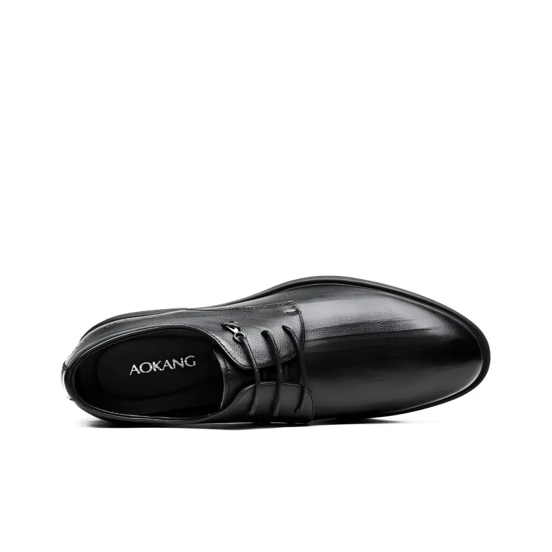 AOKANG Dress Shoes Men Low Top Black, Dark Brown-1
