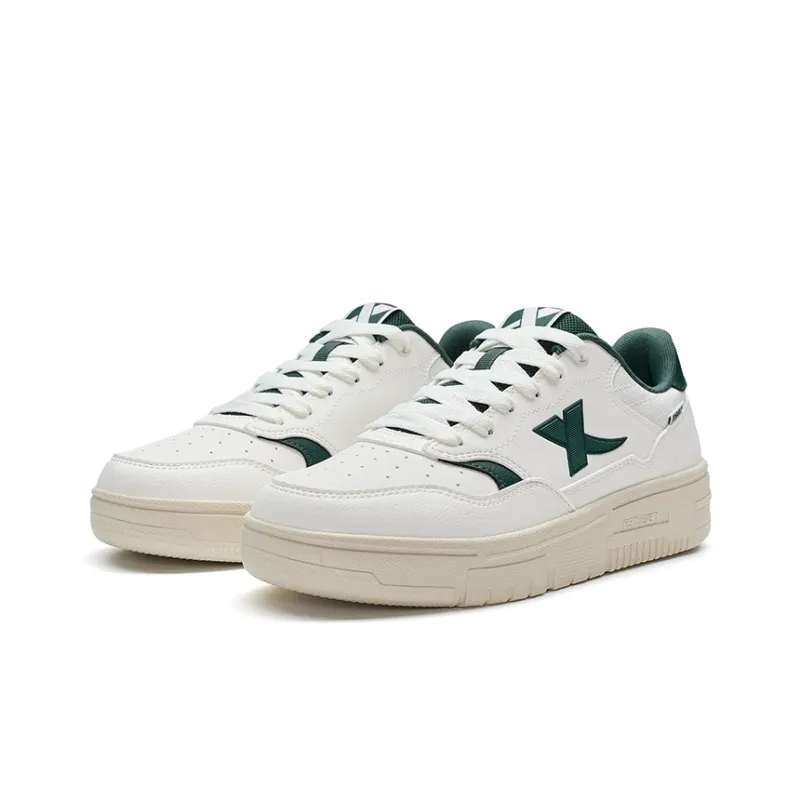 XTEP Air Force 1 2.0 Coverage Abrasion Resistant Lightweight Low Top Skateboard Shoes Men's Canvas White/Forest Green-4