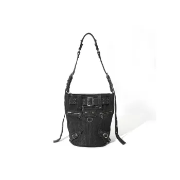 MASTER CANVAS Denim Bucket Bag Handbag Shoulder Bag Unisex Denim Blue/Denim Black