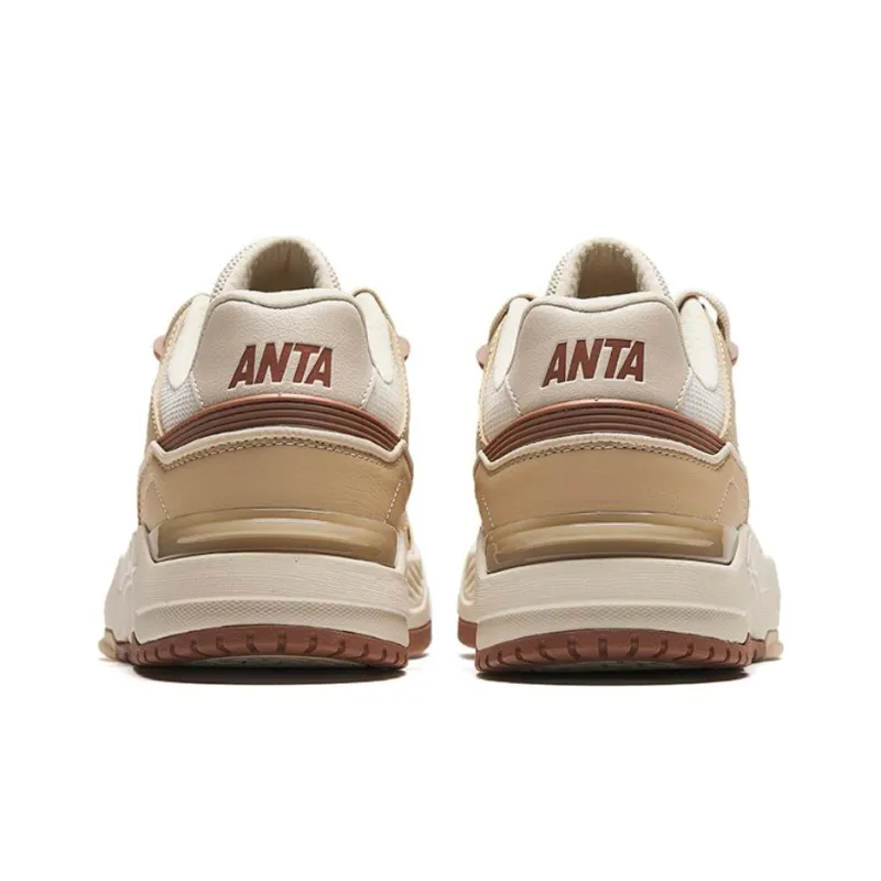 Anta Anti-Slip Wear-Resistant Low-Top Skateboard Shoes Men's Beige Brown-3