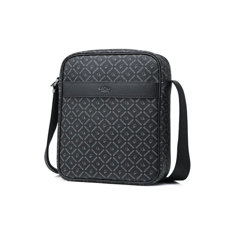 GOLDLION PVC Shoulder Bag Crossbody Bag Small Size Men's Black-3