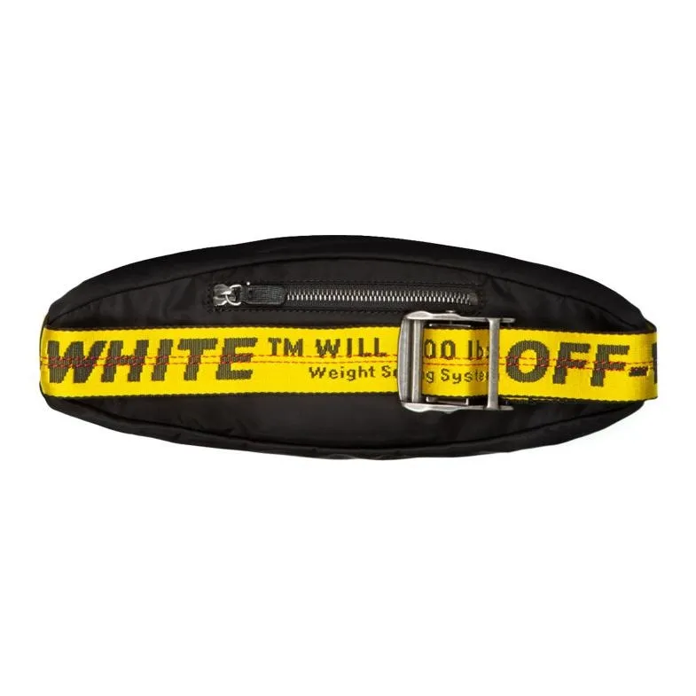 OFF WHITE Polyurethane Crossbody Bag, Sling Bag, Fanny Pack Unisex Black-3