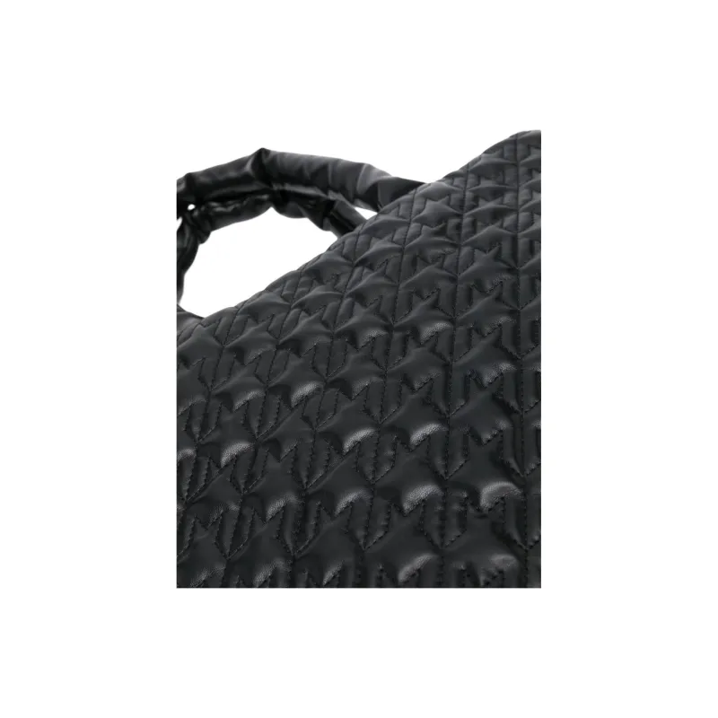 MSGM Polyurethane Tote Bag Shopping Bag Handbag Medium Size Women's Black-4